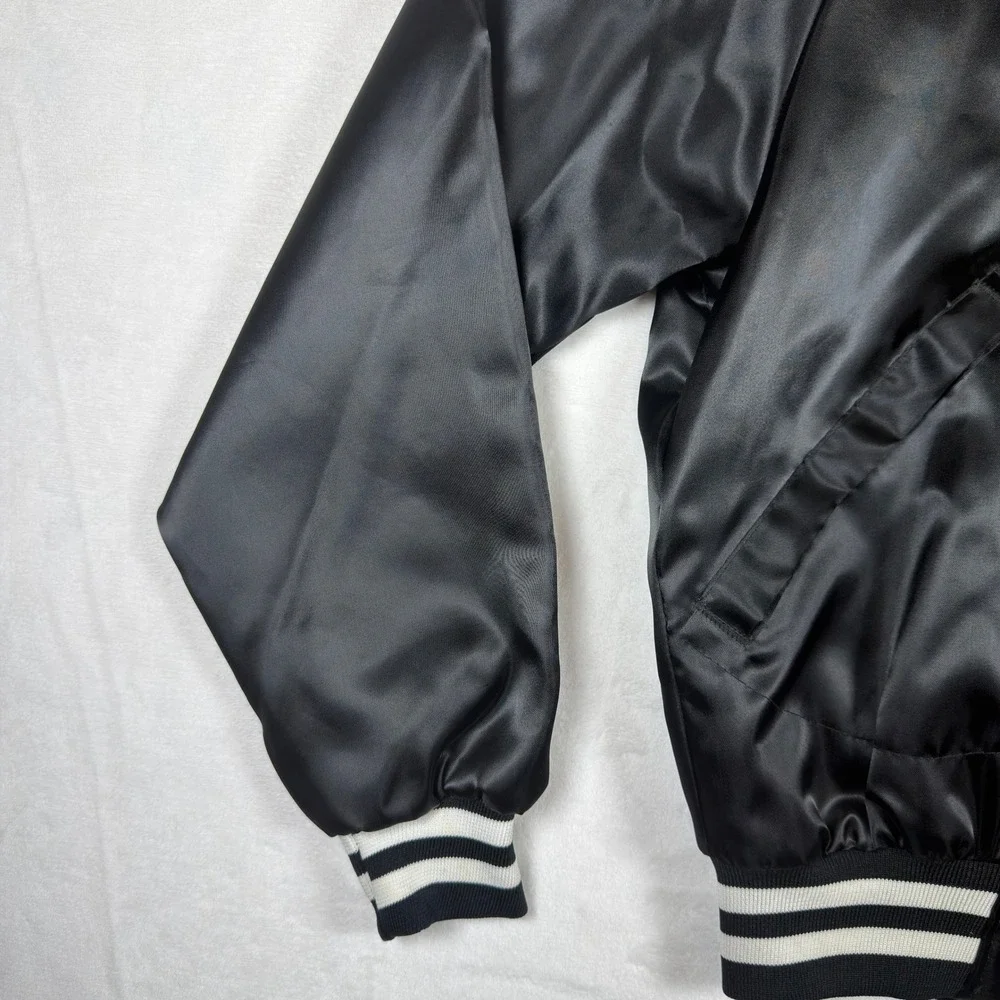 Vintage Pla-Jac McDonalds Mac Tonight Satin Jacket Black Varsity‎ Bomber Small